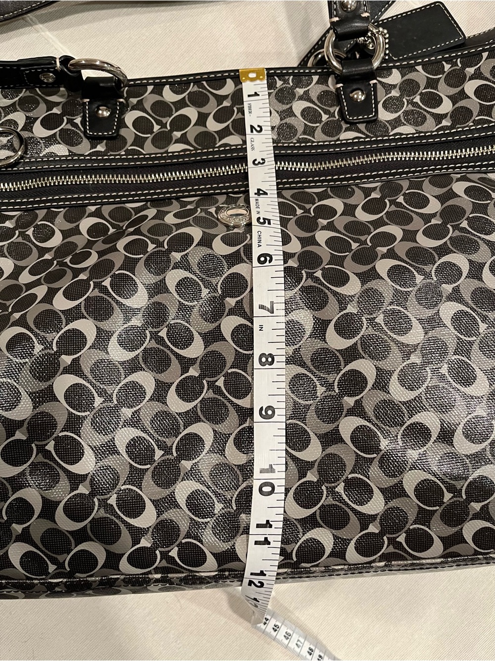 Coach Chelsea Black Grey Signature Coated Canvas Tote F17177 - Picture 11 of 15